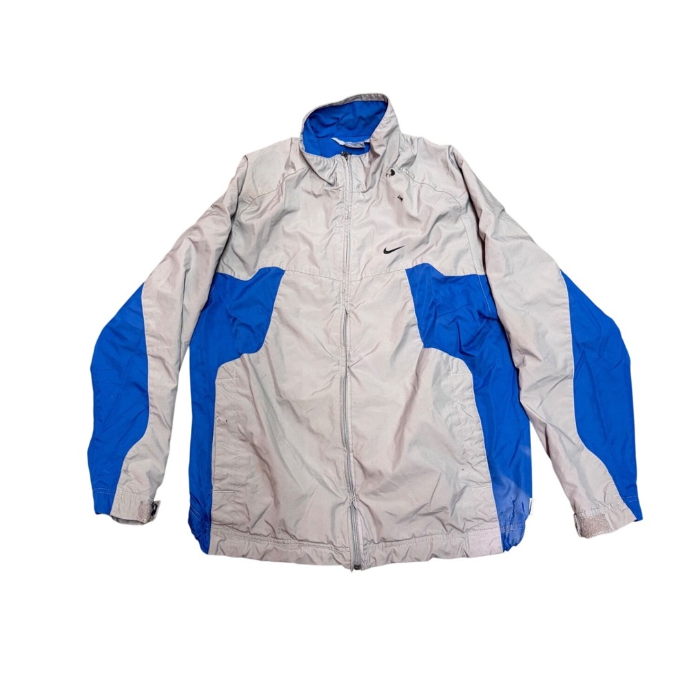 Vintage Nike Windbreaker Jacket Mens Small Grey Blue Colorblock Full Zip READ